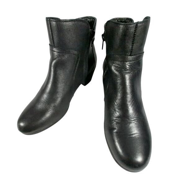 ABELLA! RONDA BLACK GENUINE LEATHER CHUNKY HEEL, RU BER SOLE ANKLE BOOTS!SZ 7.5M - Picture 3 of 11